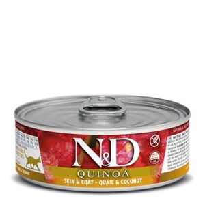 N&D Quinoa Cat Skin&Coat Quail – 12x80 g