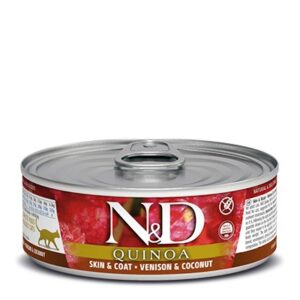 N&D Quinoa Cat Skin&Coat Venison – 12x80 g